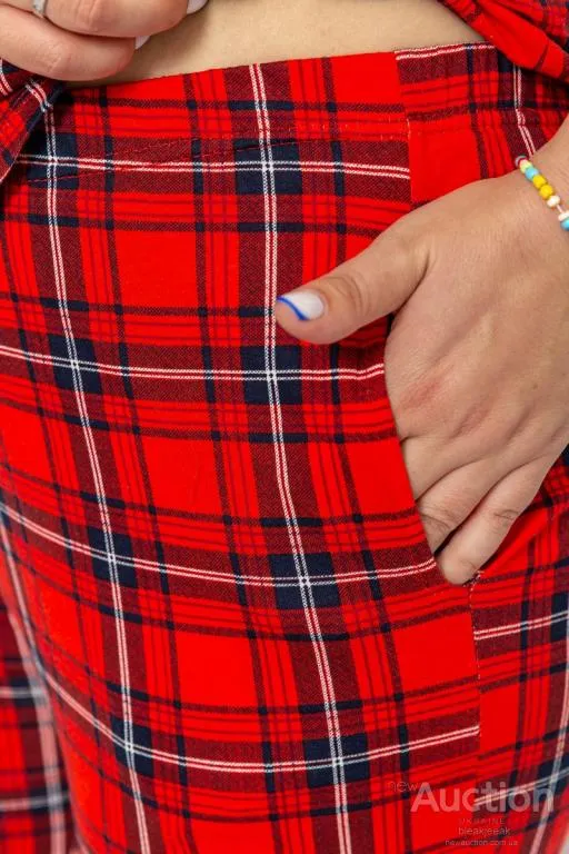 Пижама женская в клетку, цвет красный, 219RP-320 Де купити