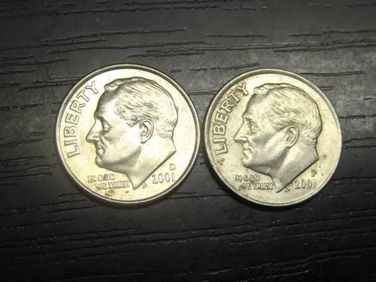 1 дайм 2001 США (два різновиди) Ціна