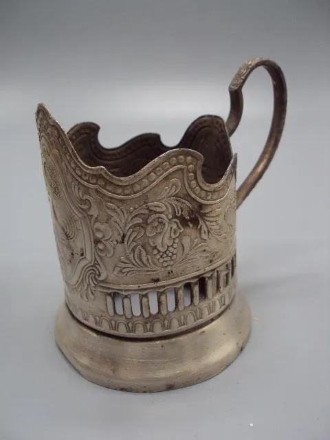 Подстаканник ракета космос Кремль листья узор мнц ссср высотра 9,8 см, диаметр 6,8-6,9 см №3375 Продаж