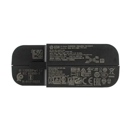 фото, Оригінальний блок живлення для ноутбука HP TYPE-C 65W, квадратный, black (з кабелем !)