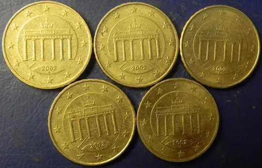 10 євроцентів 2002 Німеччини (всі монетні двори) Ціна