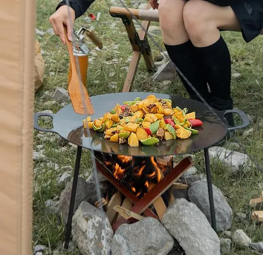 Садж сковорода для открытого огня 50 см на ножках 28 см, очаг для костра З аукціону