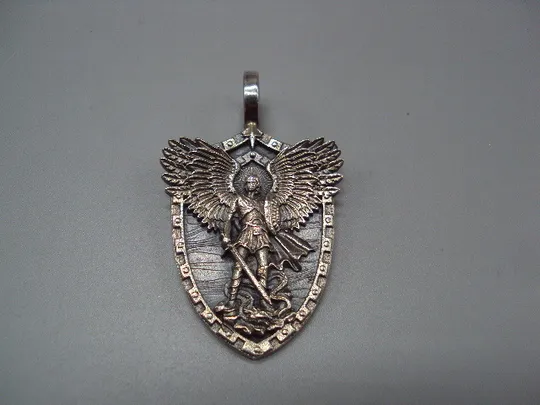Кулон подвеска амулет святой Архангел Михаил серебро 925 проба вес 19,49 г авторская работа №15560 Ціна