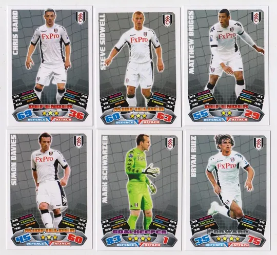 Футбольные карточки MATCH ATTAX 2011-2012 Premier League = Футбольный клуб *Fulham* = 6 шт. # Ціна