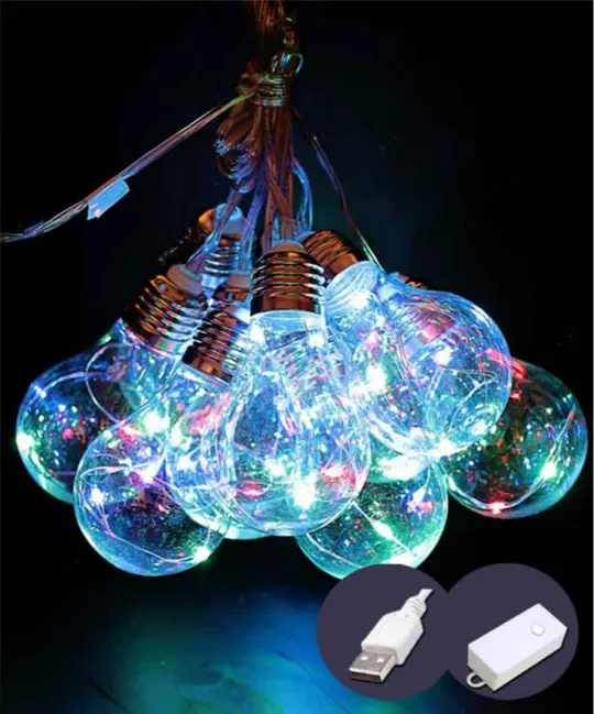 Гирлянда штора "Роса в лампе" от USB, 3x0,6м, 10 ламп, 60мм, 8 режимов, IP44, Мультиколор Ціна