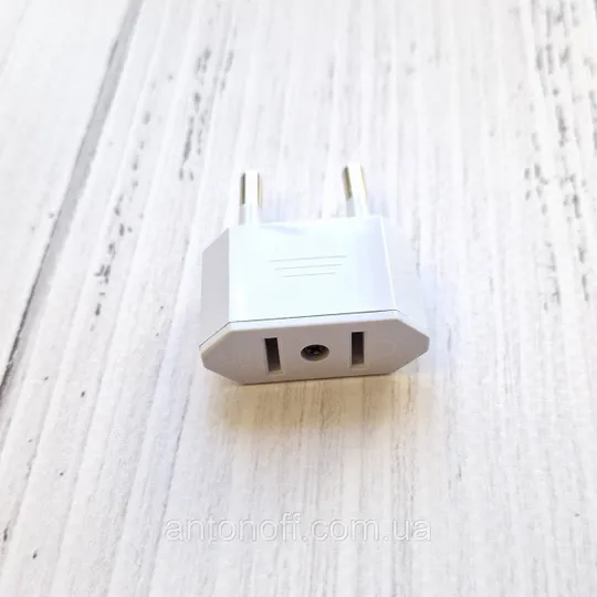 Мережевий перехідник адаптер з американської на євро вилку EU розетка 3A250V Білий Ціна