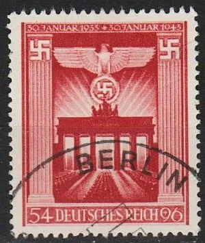 фото, 1943 - Рейх - 10 років правління Гітлера Mi.829 _Спец.погашення _3,0 €