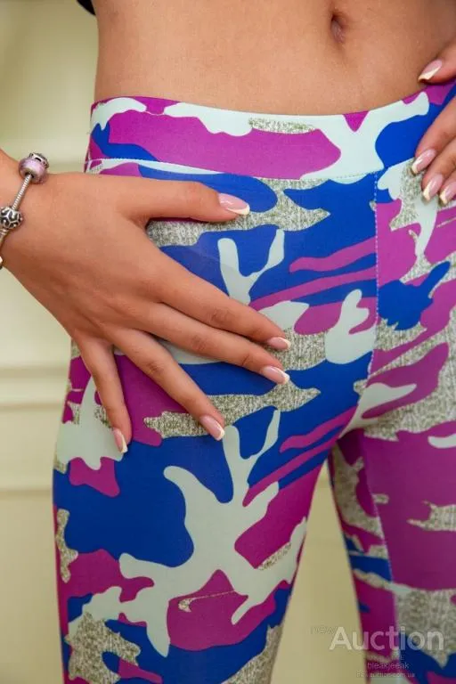 Женские велотреки, принтованные, сине-малинового цвета, 172R4010 Де купити