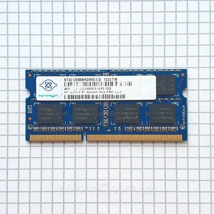 фото, Модуль пам'яті Nanya 4GB 2Rx8 PC3-10600S (DDR3) NT4GC64B8HG0NS-CG для ноутбука