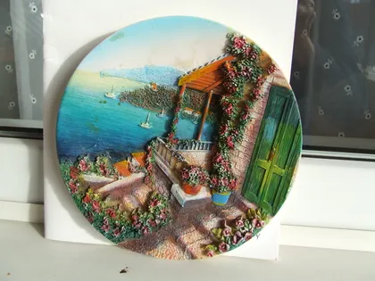 фото, Фарфор тарілка настінна декоративна панно роз. 20 см 2000 рр.