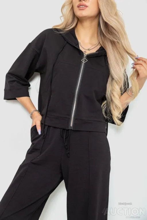 Купити Спорт костюм женский двухнитка, цвет черный, 102R5247