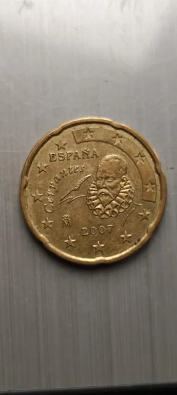 Монета 20 евроцентов 2007 года писатель Сервантес, Испания gt545 Ціна