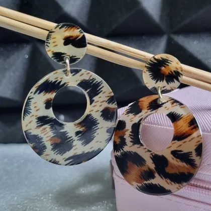 фото, Леопардові сережки-кільця з акрилу