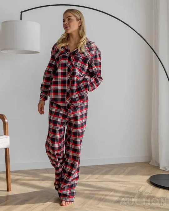 Жіночий піжамний костюм трійка Vanessa колір синьо-червоний Інтернет-аукціон