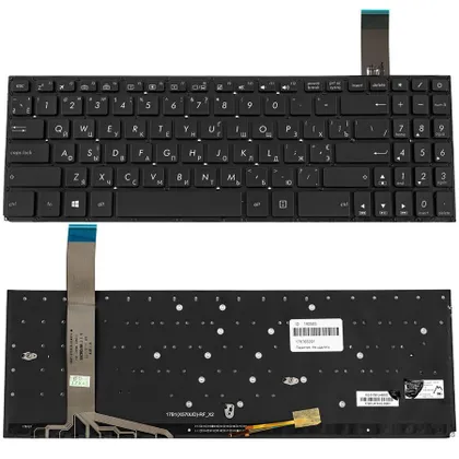 фото, Клавіатура для ноутбука ASUS (X570 series) ukr, black, без фрейма, підсвічування клавіш(оригінал)