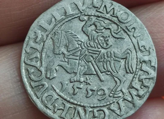 1559 год монета полугрош полугріш серебро 1.2 грамма редкий год Литва всадник с мечом kl246 З аукціону
