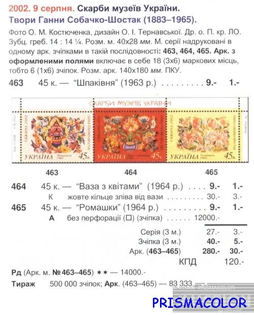 Купити ** УКРАИНА 2002 N463-465 сцепка Скарбы музеев