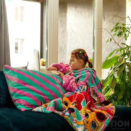 фото, Рукоплед Плед з рукавами з мікрофібри з малюнками дитячий 125х80 o