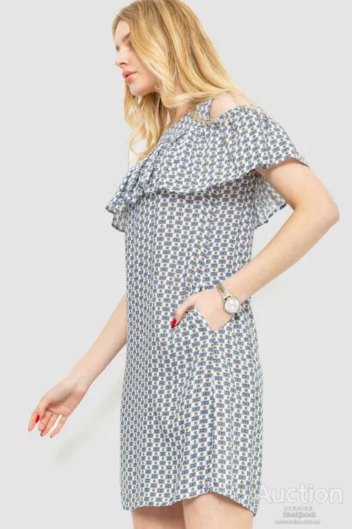 Платье с принтом, цвет сине-бежевый, 230R24-3 Характеристики