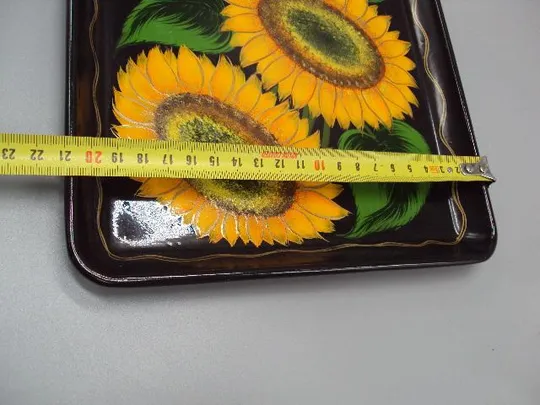 Поднос петриковская роспись узор подсолнухи дерево высота 2,1 см, размер 21 х 31 см №13402 З аукціону