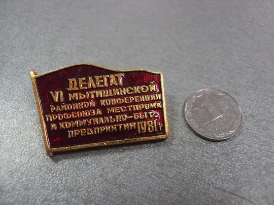 знак делегат 6 мытищенской конференции профсоюза местпрома и бытовых предпиятий 1981 №10439 Ціна