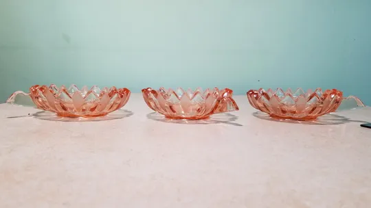 Креманки розетки піалки міні набор 3шт карамельне кольорове старе скло Вживане в Україні