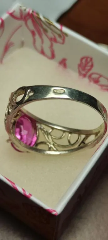 Кольцо серебро 925 проба с розовым камнем. Размер 21 gn825 Продаж