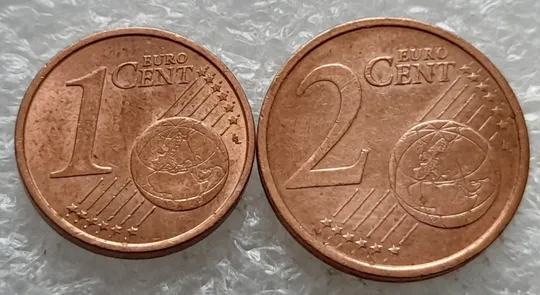 (1851да) 1 та 2 євроцентіи 2002 Італія  - 2 монети одним лотом (1 и 2 евроцента 2002 Италия) Продаж