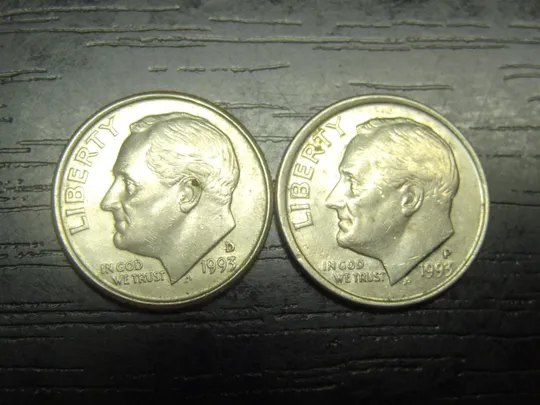 1 дайм 1993 США (два різновиди) Ціна