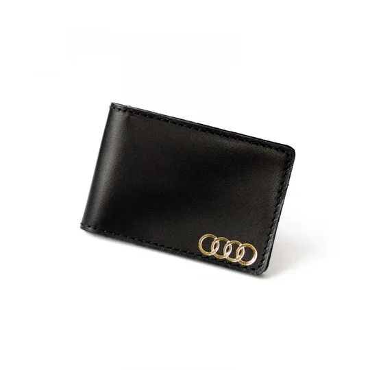 Обкладинка для автодокументів з логотипом &quot;Audi&quot; чорна з позолотою. Ціна