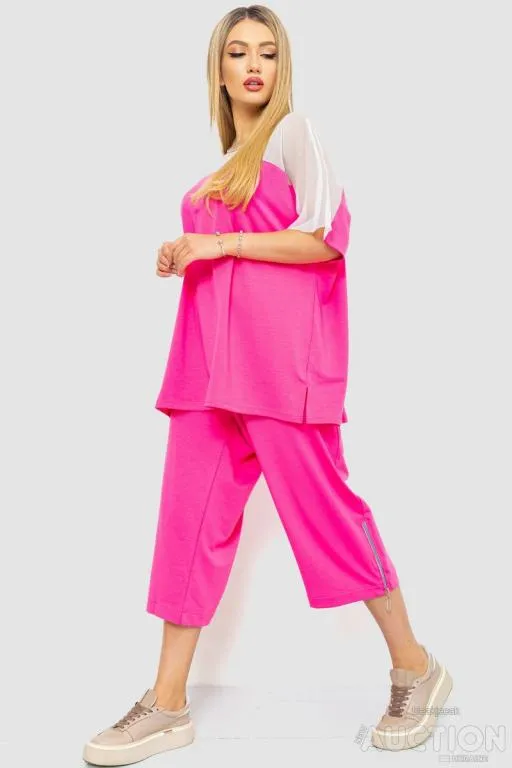 Костюм женский повседневный батал, цвет розовый, 102R5237 З аукціону