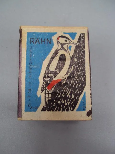 Спички птица дятел на дереве Rahn Vildano Metsakono 1956 коробок спичек длина 5,5 см №13517 З аукціону