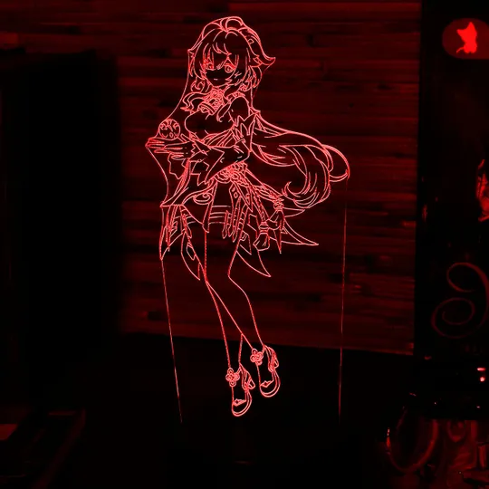 Акриловий світильник-нічник Гань Юй (Ganyu) червоний tty-n000655 Ціна