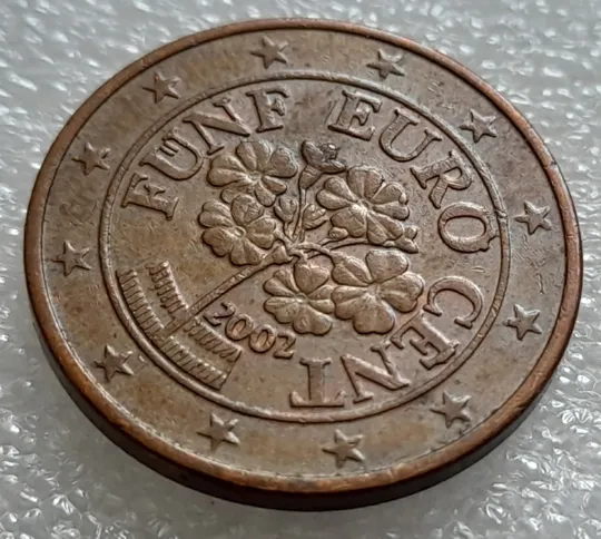 (2507) 5 євроцентів 2002 Австрія - гарні викрошки на аверсі (5 евроцентов 2002 Австрия) Інтернет-аукціон