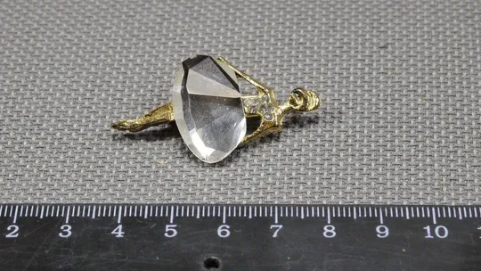 Брошка Балерина жовтий метал прозоре скло Китай біжутерія Вживане Продаж