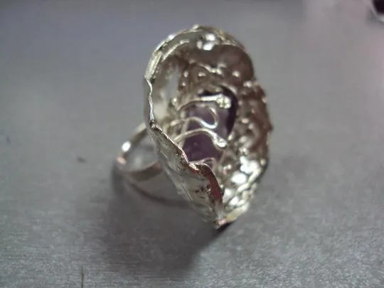 Кольцо аметист цветок цветочек авторская работа серебро 925 проба Украина 18,18 г 17-17,5 р №11914 Продаж