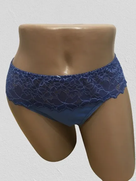 Мереживні трусики Афина 003 середня лінія талії, бавовна джинс сині S Ціна
