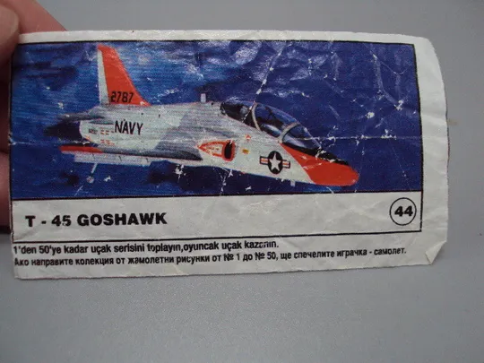 Купити Вкладыш от жвачки Boeing T-45 Goshawk 44 Turkey фантик учебно-тренировочный самолёт боинг №17917мz