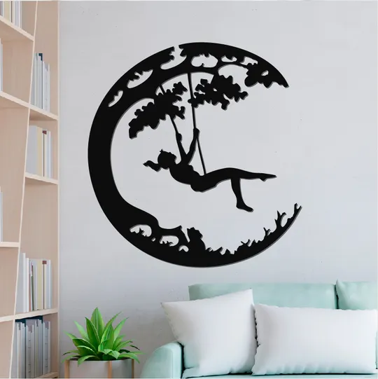 Панно декоративне картина на стіну Дівчина на гойдалці LED підсвітка 400х380 acr-p000075 Ціна