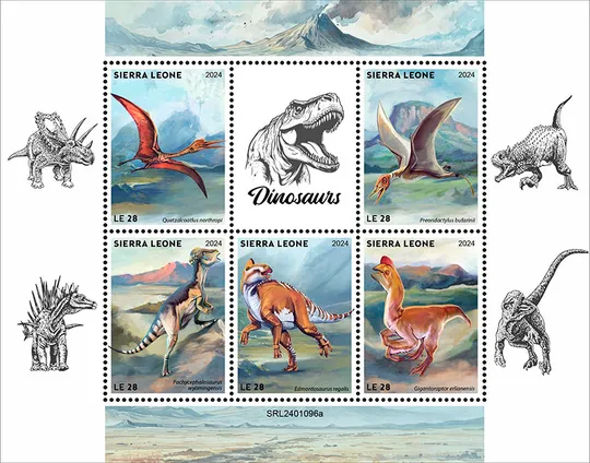 Сьерра Леоне-Динозавры-2024. Чистый полный красивый комплект.MNH. Ціна