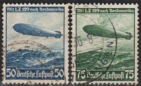 1936 - Рейх - Дирижабль Гінденбург Mi.606-607 _гаш Ціна