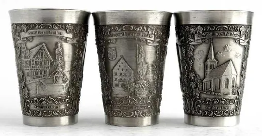 Купити Олов&#039;яні келихи 3 шт., колекція №22, Zinn95%, Germany