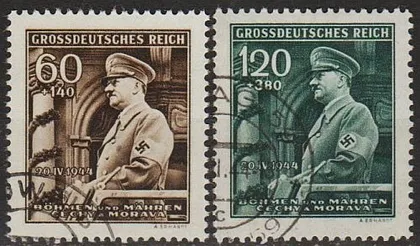 фото, 1944 - Рейх - Богемія - 55 років Гітлера Mi.136-37 _гаш