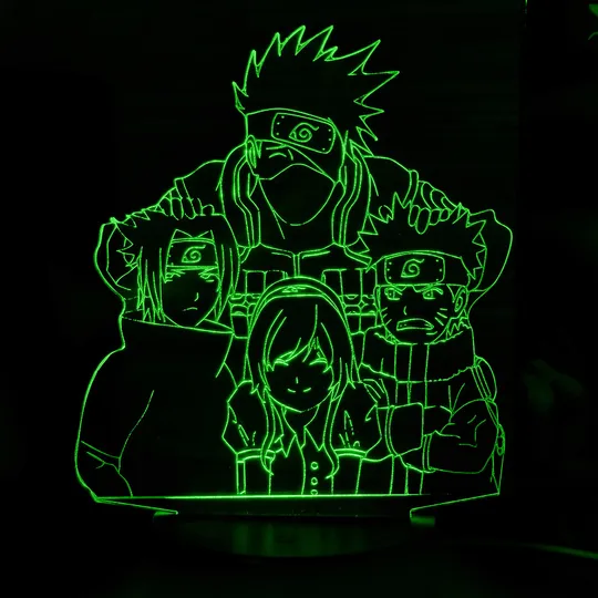 Акриловий світильник-нічник Какаші і команда 7 зелений tty-n001963 Ціна