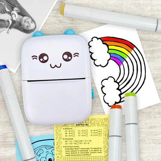 Портативный минипринтер Mini printer с Bluetooth для термопечати без чернил со смартфона. Цвет: гол Ціна