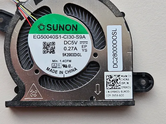 Вентилятор Dell XPS 13 9300 9310 0FRK0V EG50040S1-CI30-S9A DC28000OOSL 5K2003DIGL Оригінал Ціна