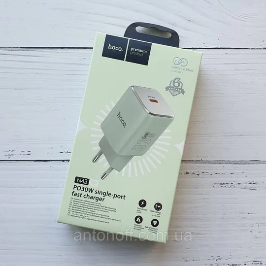 Зарядний пристрій Hoco N43 PD 30W GaN (блочок з виходом Type-C) Зелений Ціна