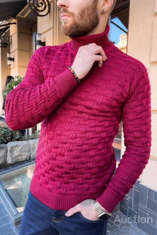 Свитер мужской, цвет бордовый, 161R602 Де купити