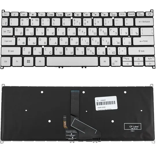 Клавіатура для ноутбука ACER (AS: SF314-42, SF314-57) rus, silver, без кадру, підсвічування клавіш Ціна