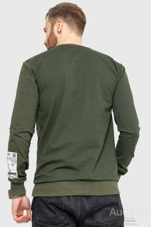 Свитшот мужской с принтом, цвет хаки, 208R0240 Продаж